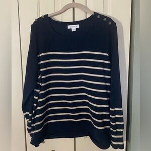 Liz Claiborne Navy and White Striped Sweater